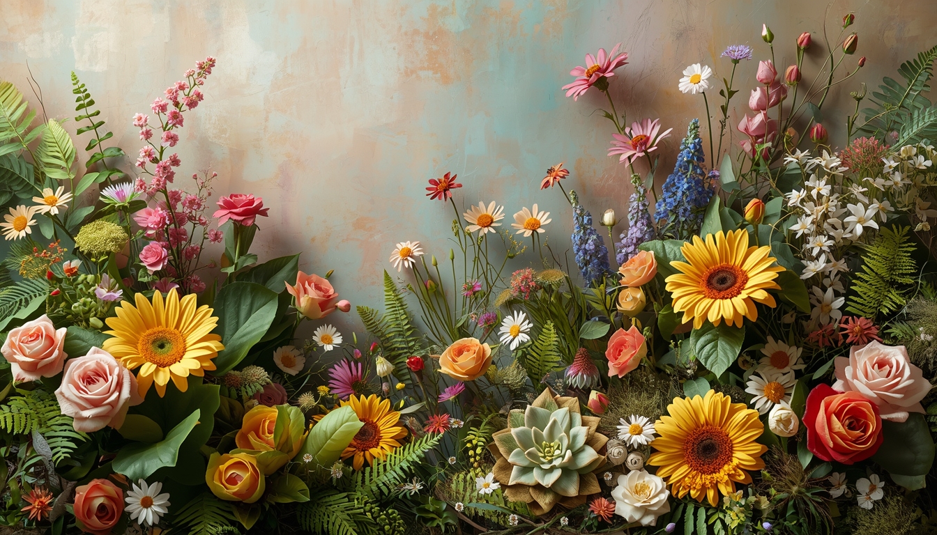 Softscape design with colorful flowers and plants