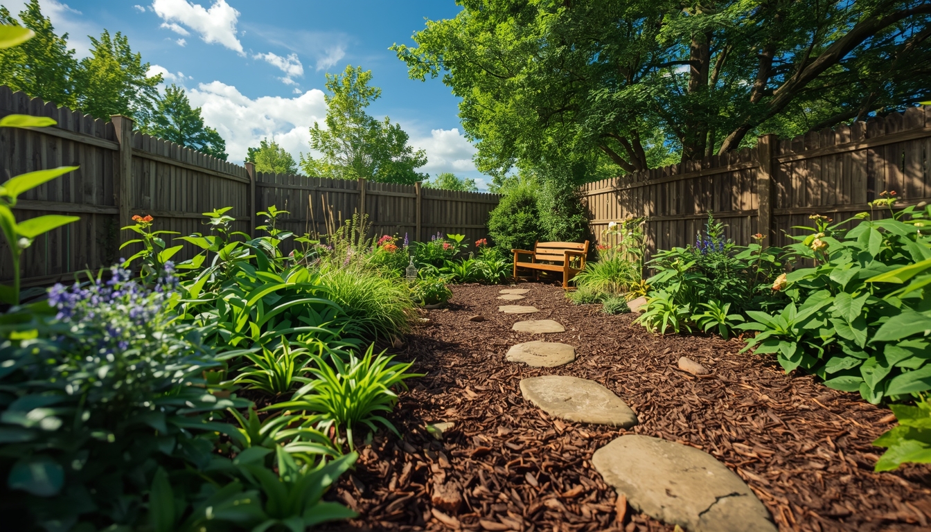 Well-maintained garden with healthy plants and proper mulching